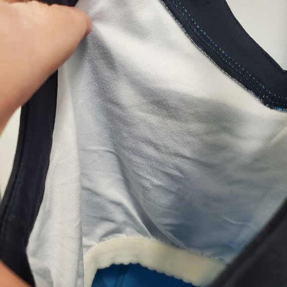 Bolle High Performance Women's Blue Black Stripe Built in Bra Athletic Tank Sz S - Picture 3 of 5